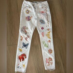 Indigo Women's Skinny Jeans with Colorful Embroidery